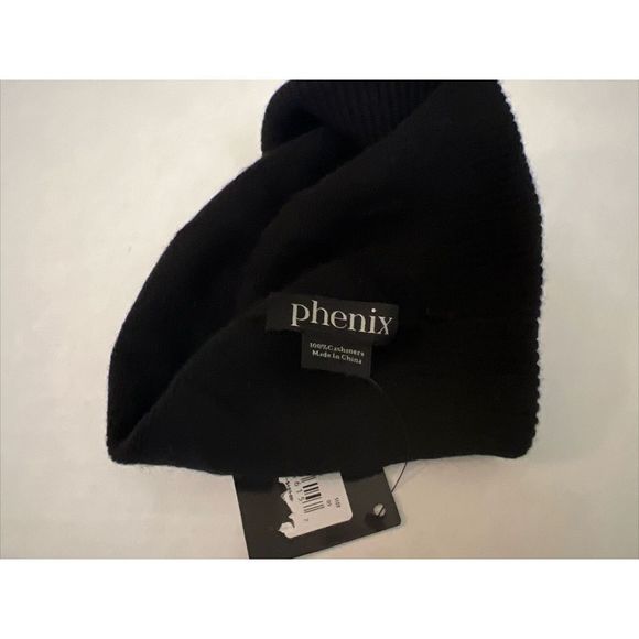 Phenix Cashmere Jersey Beanie Hat Black Cuffed $120+ - Picture 4 of 6